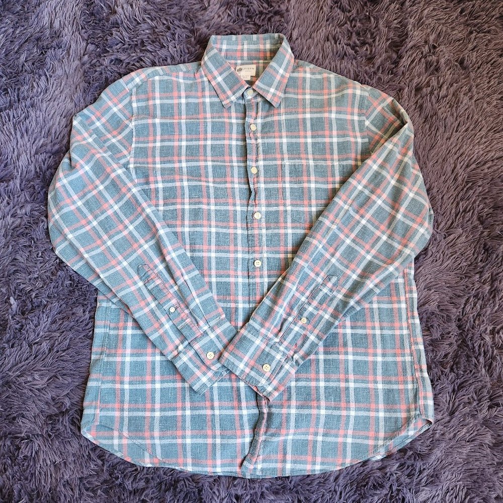 J. Crew Plaid Men's Size Medium Long Sleeve Button-up Shirt 100% Cotton
